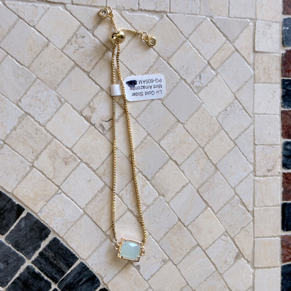 Liv Gold Slider Bracelet with Mint Amazonite Stone